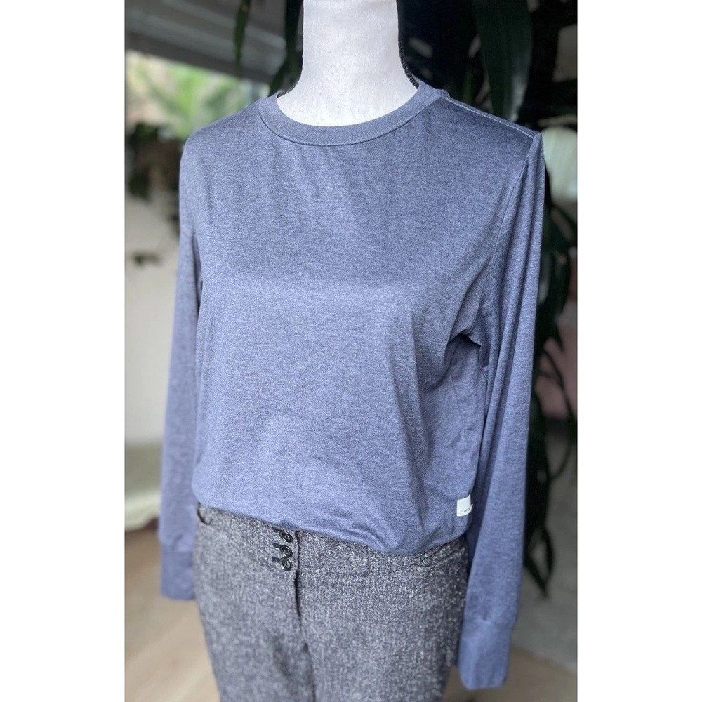 Vuori Daydream Crew Small Long-Sleeve Tee Shirt Navy Blue Soft